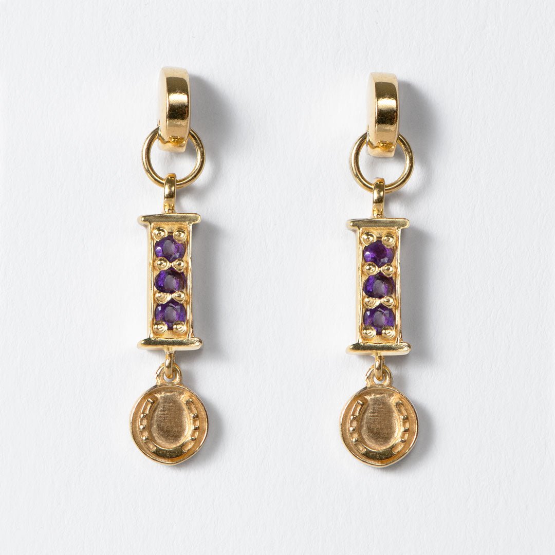 Urban Equestrian  Prism - Amethyst Horseshoe Coin Earring