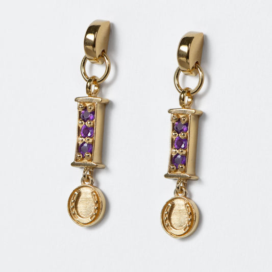 Urban Equestrian  Prism - Amethyst Horseshoe Coin Earring