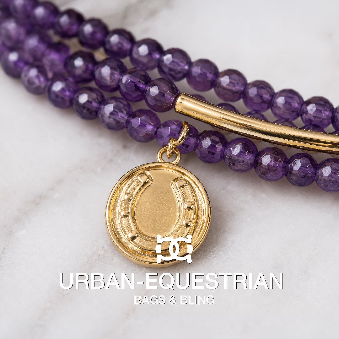 Urban Equestrian  Prism - Amethyst Horseshoe Coin Equestrian Bracelet