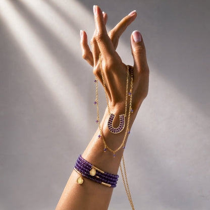 Urban Equestrian  Prism - Amethyst Horseshoe Coin Equestrian Bracelet