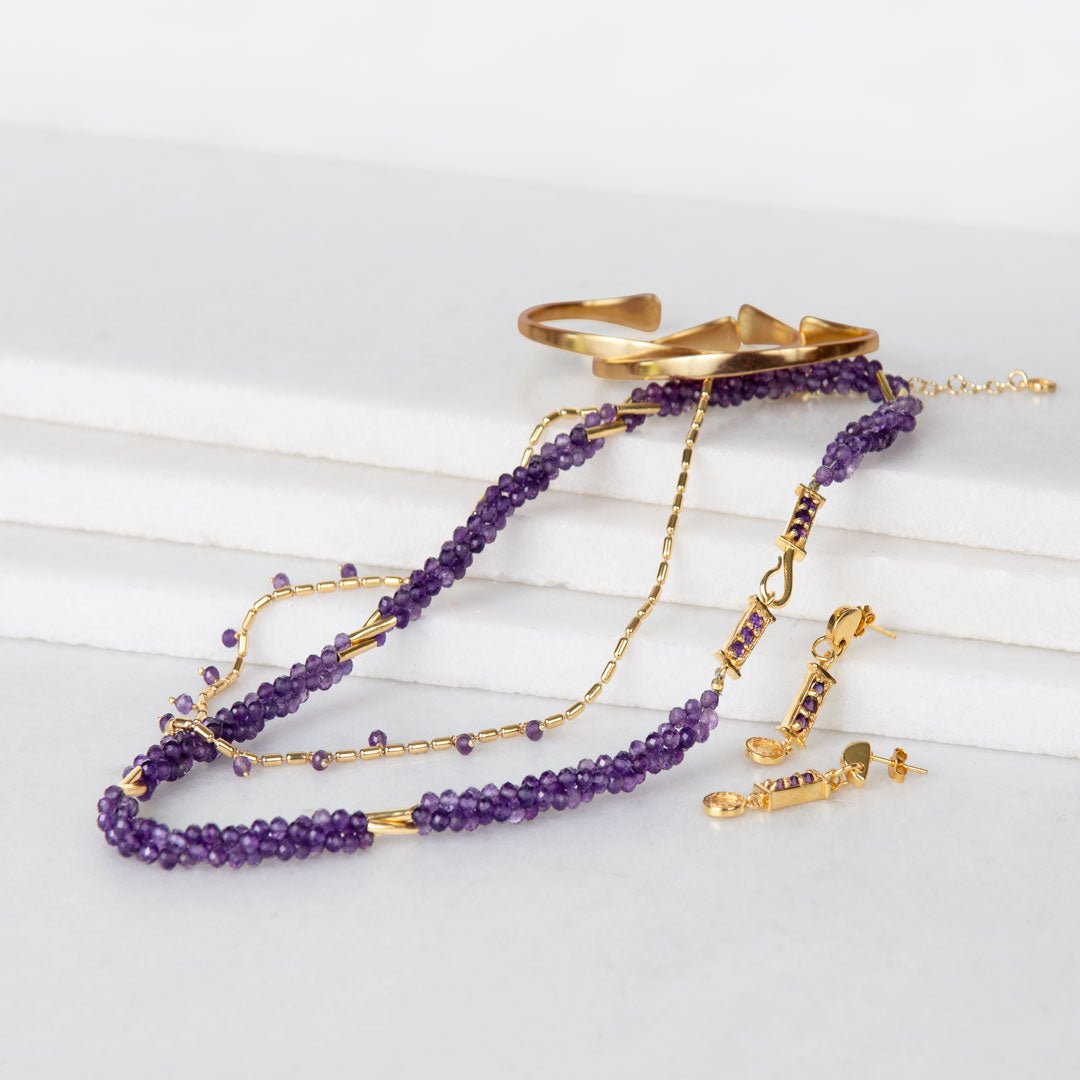 Urban Equestrian  Prism - Amethyst Horseshoe Coin Equestrian Bracelet