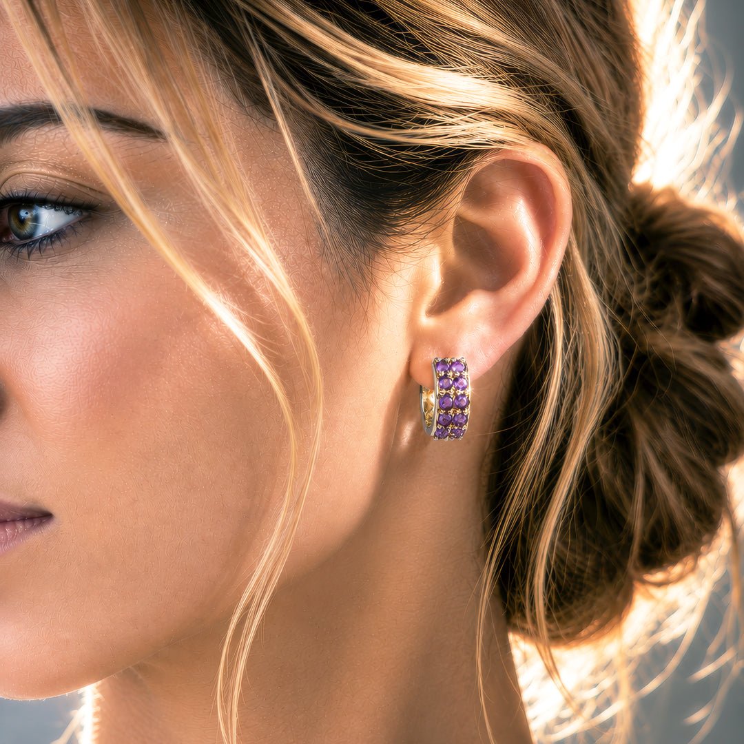 Urban Equestrian  Prism - Amethyst Pave Horseshoe Earring