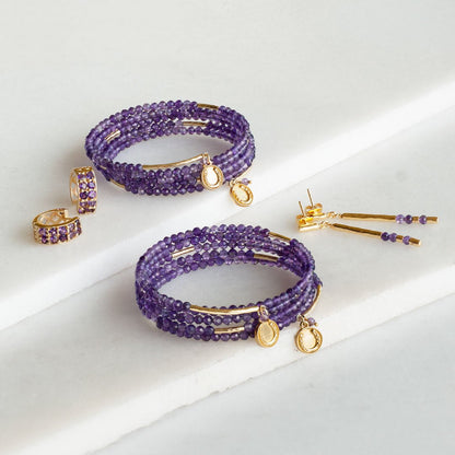 Urban Equestrian  Prism - Amethyst Pave Horseshoe Earring