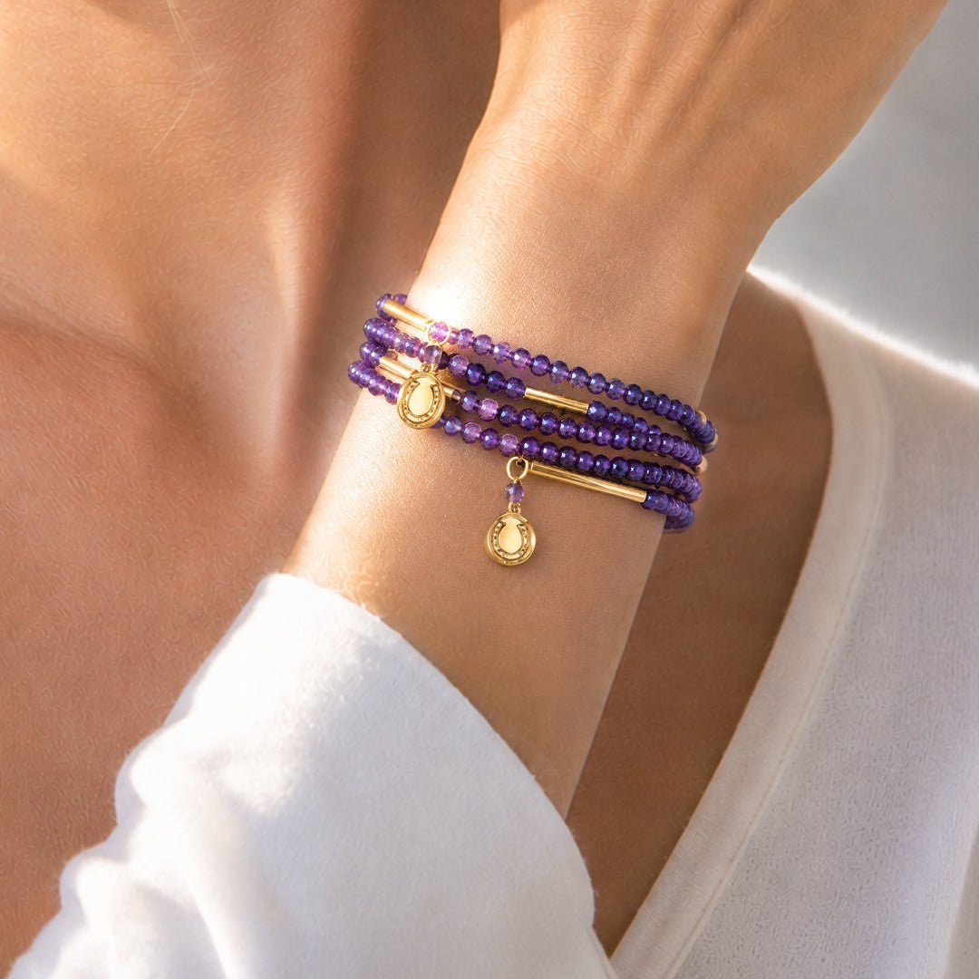 Urban Equestrian  Prism - Amethyst Pave Horseshoe Earring