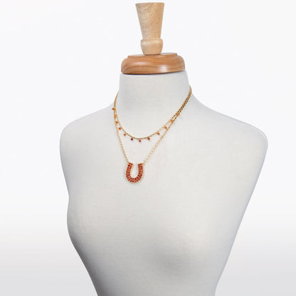 Urban Equestrian  Prism - Carnelian Equestrian Horseshoe Necklace Or Choker