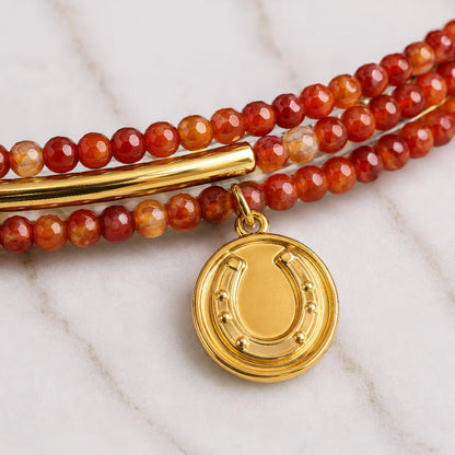 Urban Equestrian  Prism - Carnelian Equestrian Horseshoe Necklace Or Choker