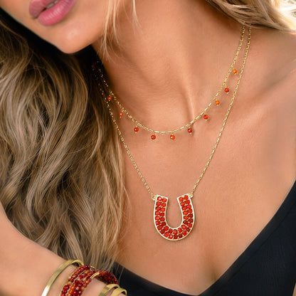 Urban Equestrian  Prism - Carnelian Equestrian Horseshoe Necklace Or Choker