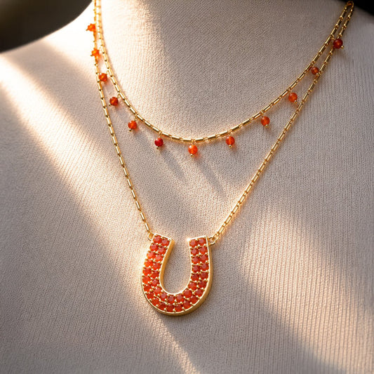 Urban Equestrian  Prism - Carnelian Equestrian Horseshoe Necklace Or Choker