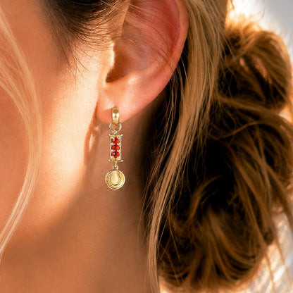 Urban Equestrian  Prism - Carnelian Horseshoe Coin Earring