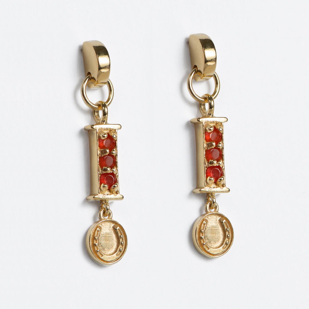 Urban Equestrian  Prism - Carnelian Horseshoe Coin Earring