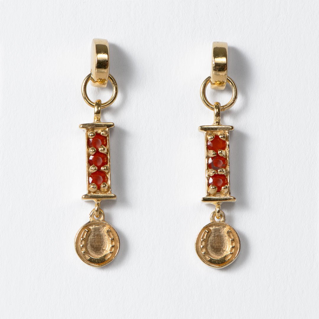 Urban Equestrian  Prism - Carnelian Horseshoe Coin Earring