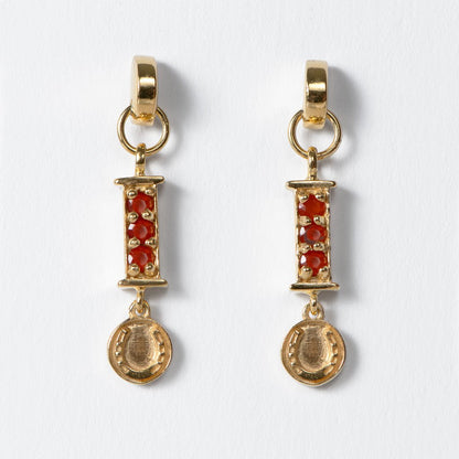 Urban Equestrian  Prism - Carnelian Horseshoe Coin Earring