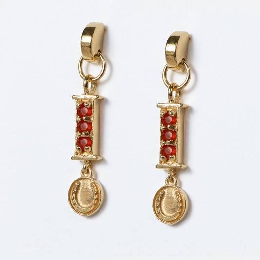 Urban Equestrian  Prism - Carnelian Horseshoe Coin Earring