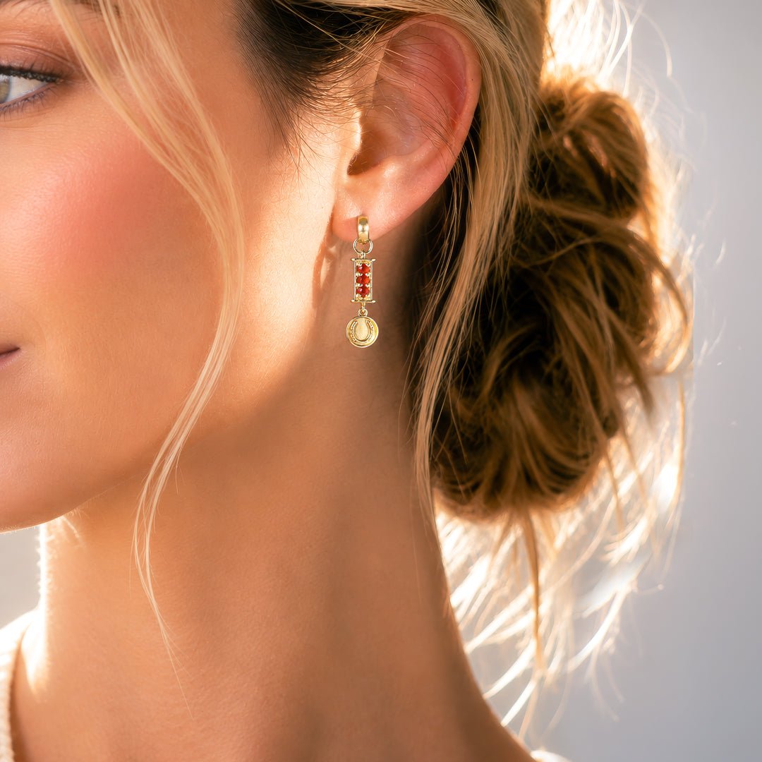 Urban Equestrian  Prism - Carnelian Horseshoe Coin Earring