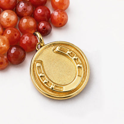 Urban Equestrian  Prism - Carnelian Pave Horseshoe Earring