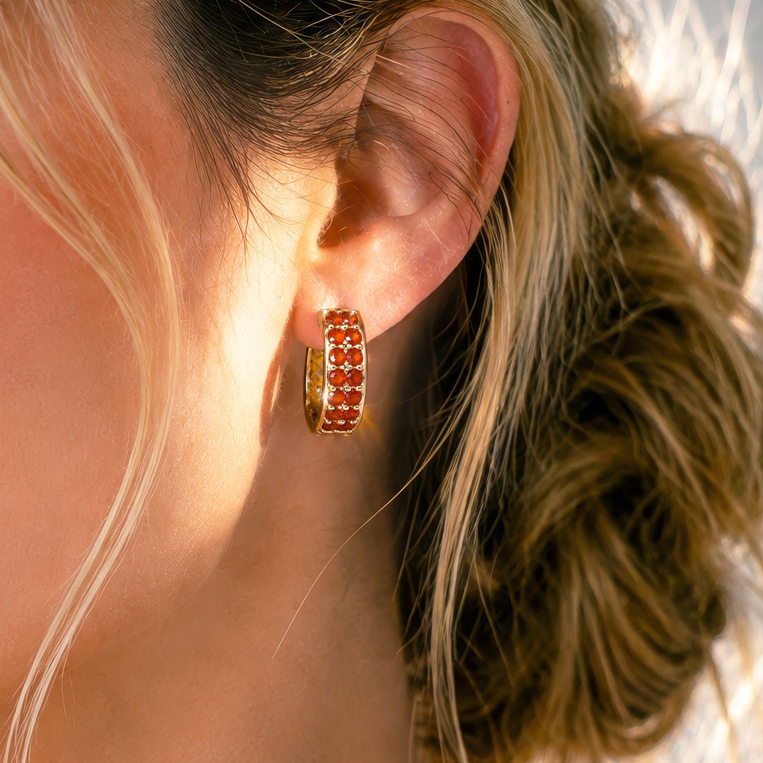 Urban Equestrian  Prism - Carnelian Pave Horseshoe Earring