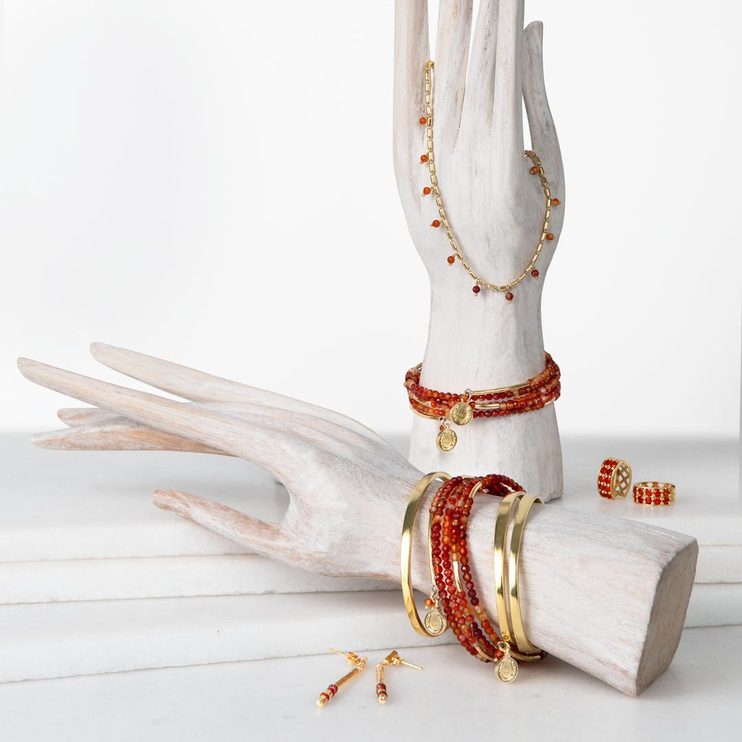 Urban Equestrian  Prism - Carnelian Pave Horseshoe Earring