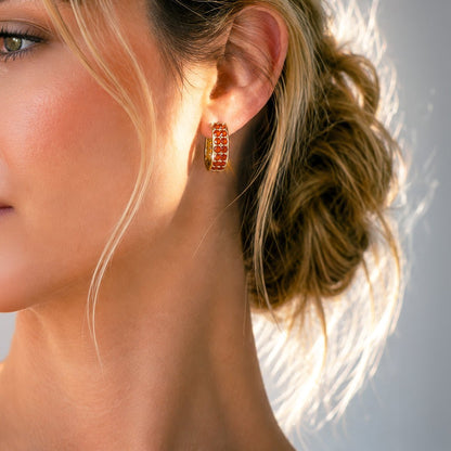 Urban Equestrian  Prism - Carnelian Pave Horseshoe Earring