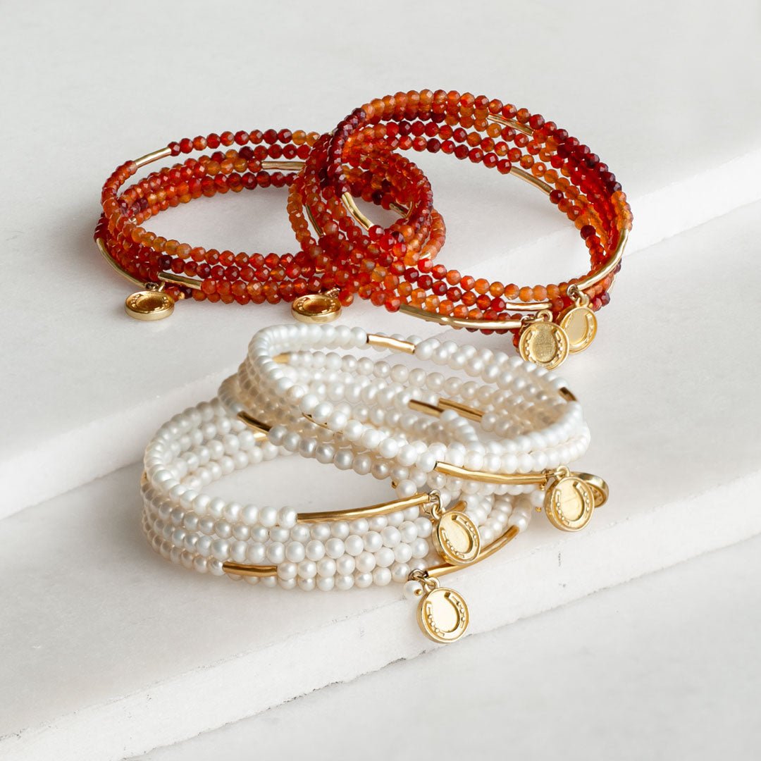 Urban Equestrian  Prism - Carnelian Pave Horseshoe Earring