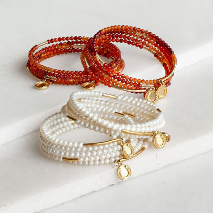 Urban Equestrian  Prism - Carnelian Pave Horseshoe Earring
