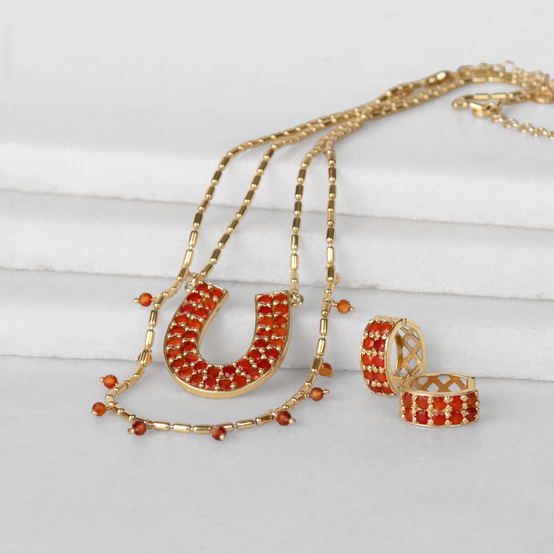 Urban Equestrian  Prism - Linea Carnelian Equestrian Earring