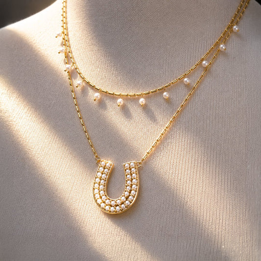Urban Equestrian  Prism - Pearl Equestrian Horseshoe Necklace & Choker