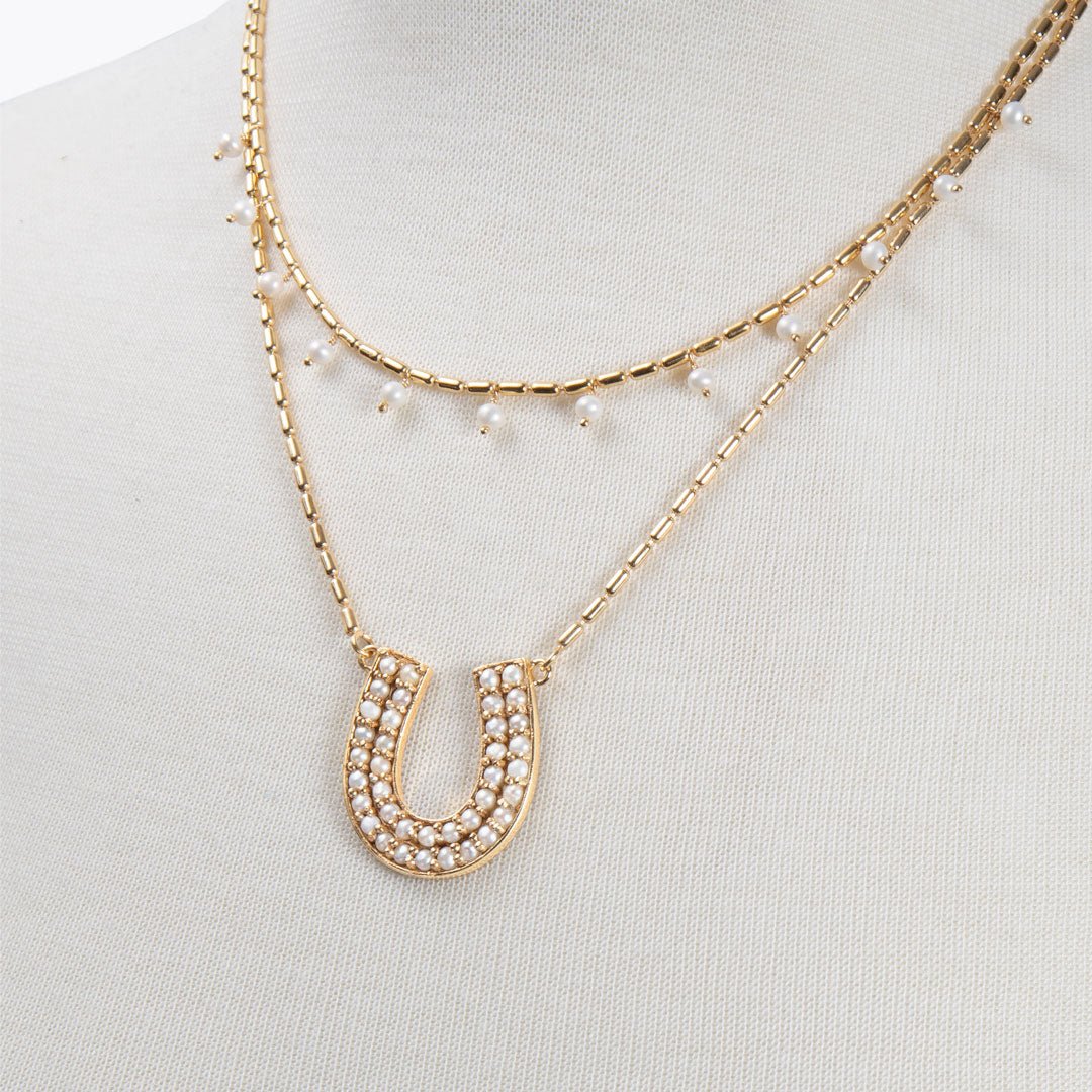 Urban Equestrian  Prism - Pearl Equestrian Horseshoe Necklace & Choker