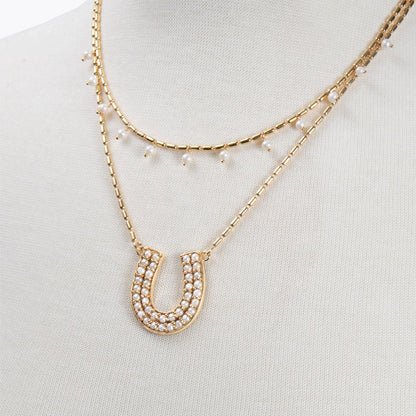 Urban Equestrian  Prism - Pearl Equestrian Horseshoe Necklace & Choker