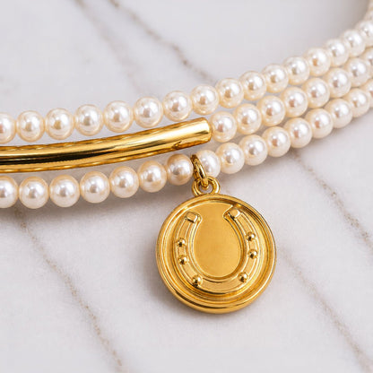 Urban Equestrian  Prism - Pearl Equestrian Horseshoe Necklace & Choker