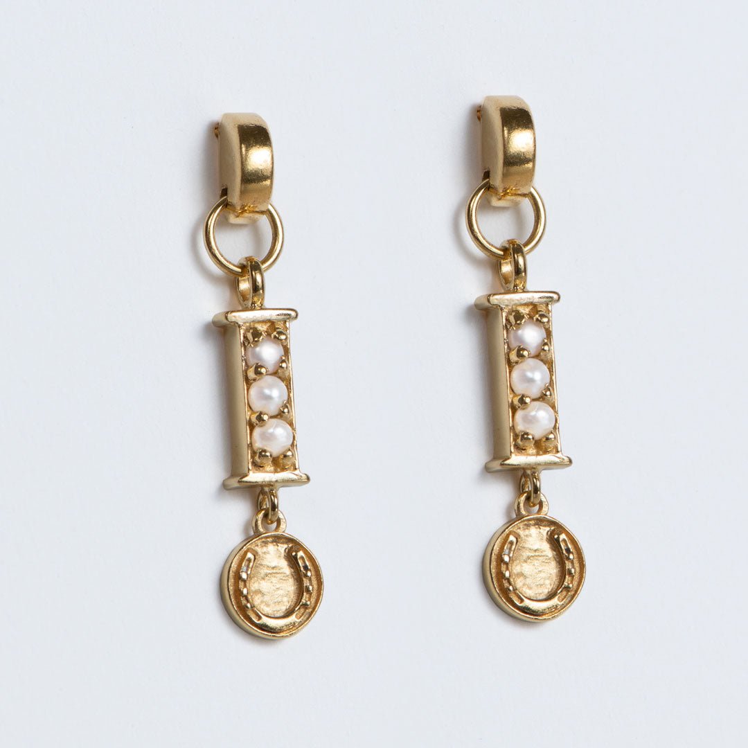 Urban Equestrian  Prism - Pearl Horseshoe Coin Earring