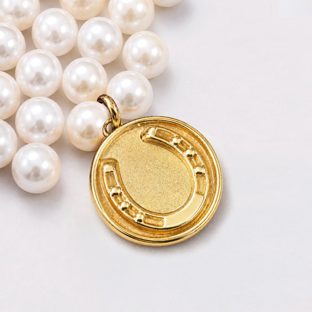 Urban Equestrian  Prism - Pearl Horseshoe Coin Earring