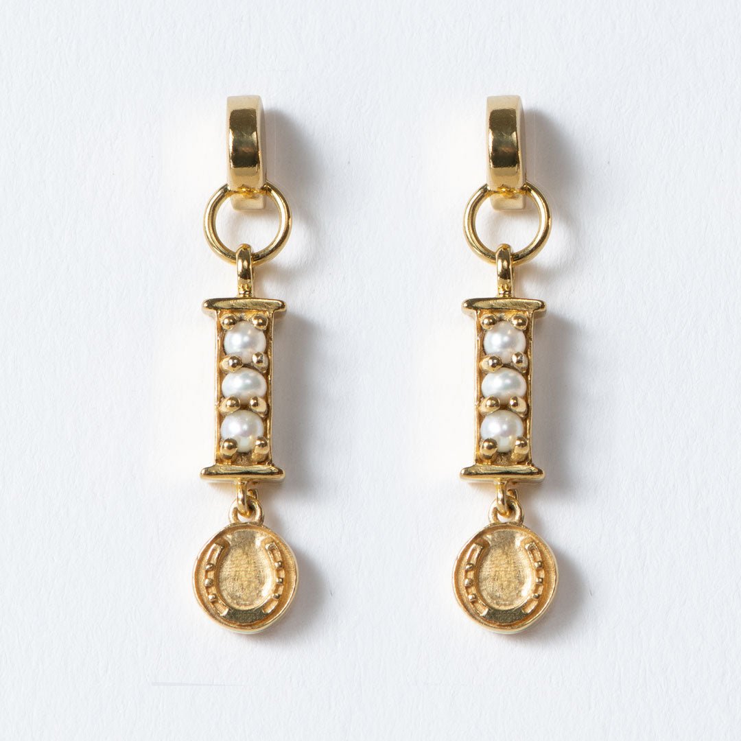 Urban Equestrian  Prism - Pearl Horseshoe Coin Earring