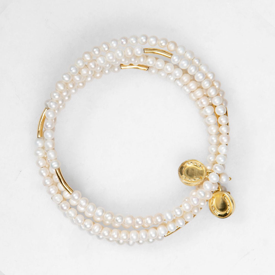 Urban Equestrian  Prism - Pearl Horseshoe Coin Equestrian Bracelet