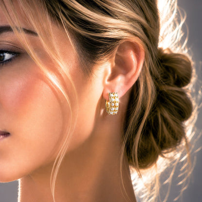 Urban Equestrian  Prism - Pearl Pave Horseshoe Earring