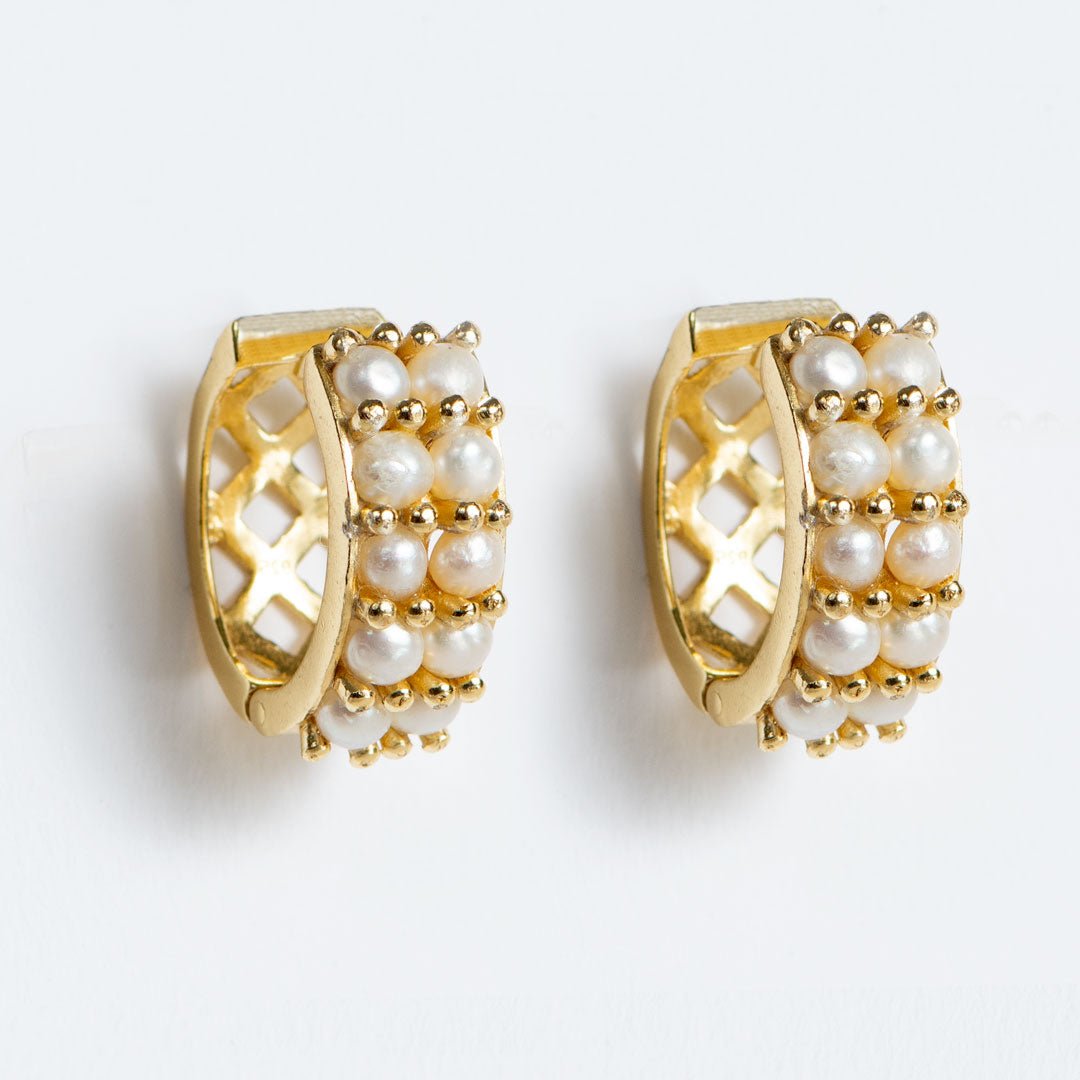 Urban Equestrian  Prism - Pearl Pave Horseshoe Earring
