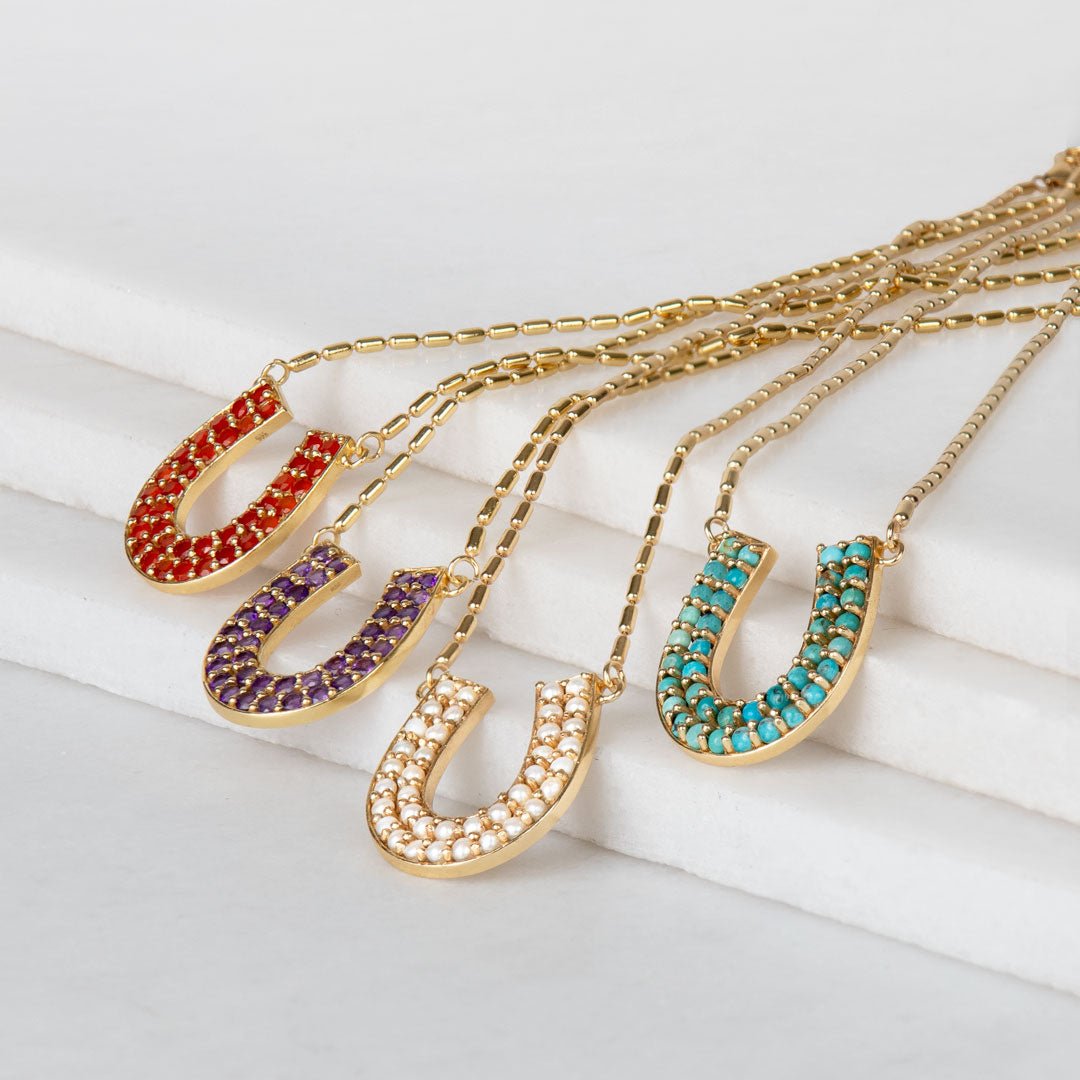 Urban Equestrian  Prism - Turquoise Equestrian Horseshoe Necklace & Choker