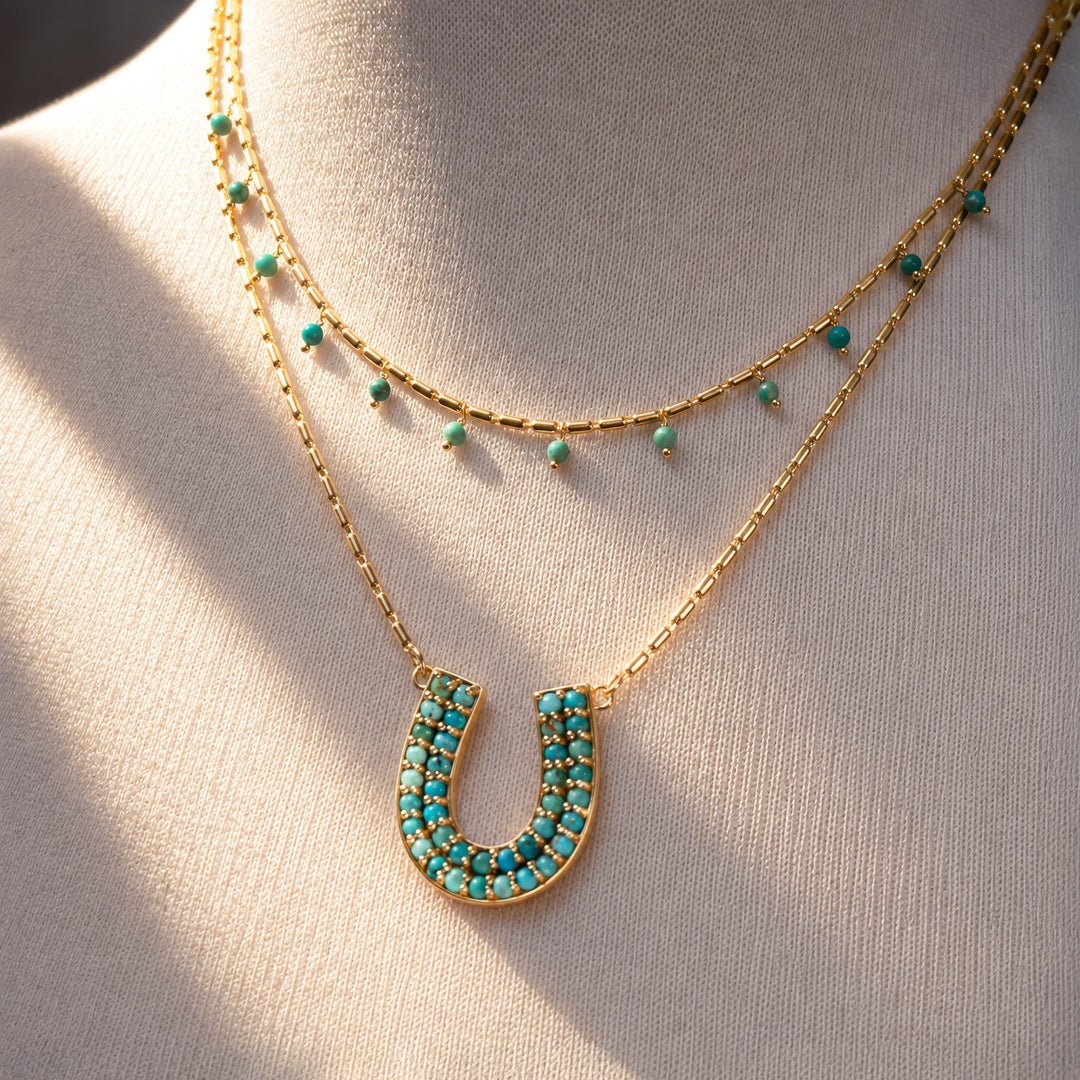 Urban Equestrian  Prism - Turquoise Equestrian Horseshoe Necklace & Choker