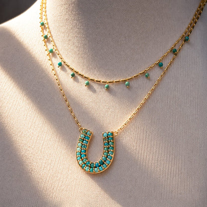 Urban Equestrian  Prism - Turquoise Equestrian Horseshoe Necklace & Choker