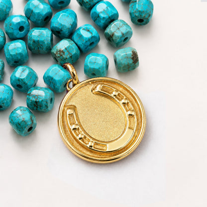 Urban Equestrian  Prism - Turquoise Horseshoe Coin Earring