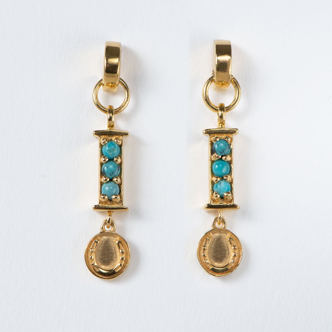 Urban Equestrian  Prism - Turquoise Horseshoe Coin Earring