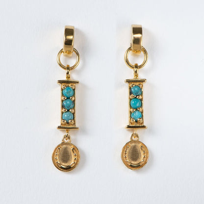 Urban Equestrian  Prism - Turquoise Horseshoe Coin Earring