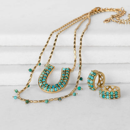 Urban Equestrian  Prism - Turquoise Horseshoe Coin Equestrian Bracelet