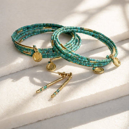 Urban Equestrian  Prism - Turquoise Horseshoe Coin Equestrian Bracelet