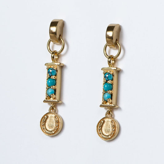 Urban Equestrian  Prism - Turquoise Horseshoe Coin Earring