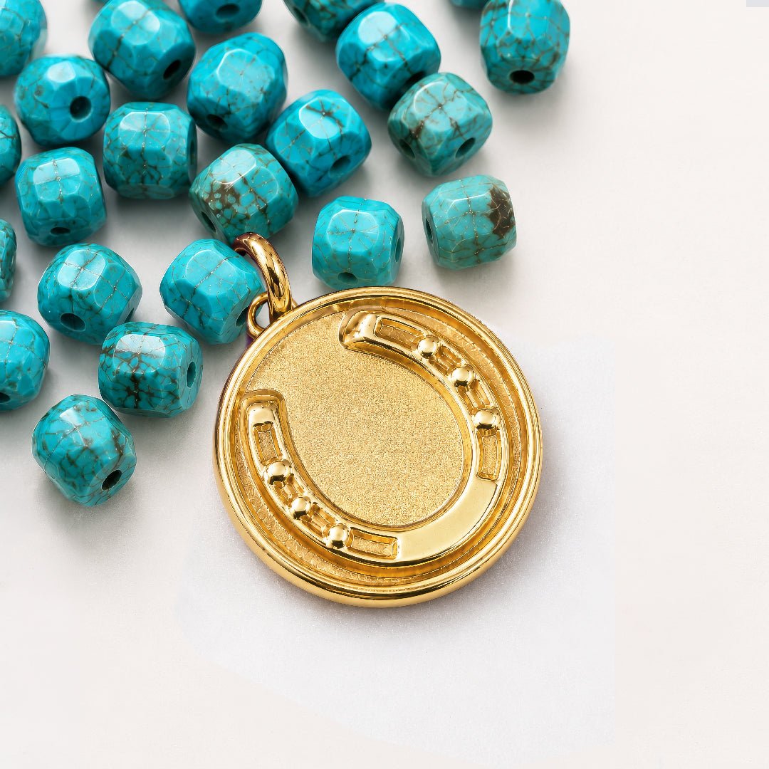 Urban Equestrian  Prism - Turquoise Pave Horseshoe Earring