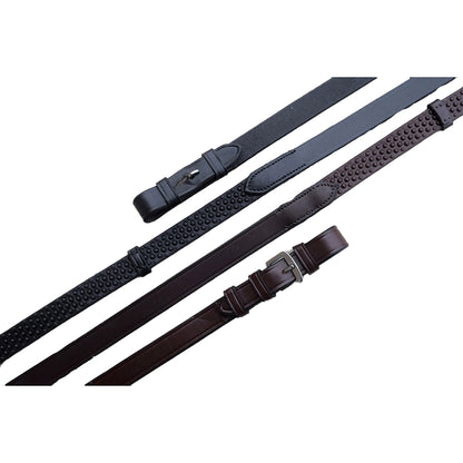 Black Oak by KL Select Pebble Grip Reins with Stops