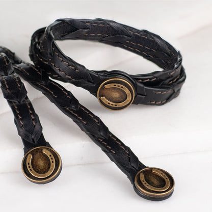 Urban Equestrian  Rialto - Double Wrap Horseshoe Snap Bracelet in Brass