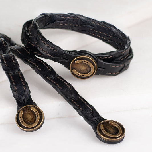 Urban Equestrian  Rialto - Double Wrap Horseshoe Snap Bracelet in Brass