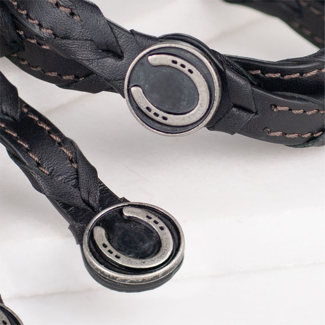 Urban Equestrian  Rialto - Double Wrap Horseshoe Snap Bracelet in Pewter