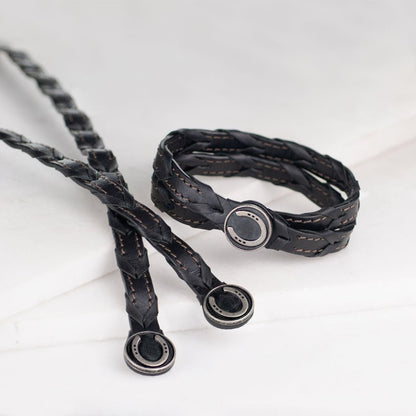 Urban Equestrian  Rialto - Double Wrap Horseshoe Snap Bracelet in Pewter